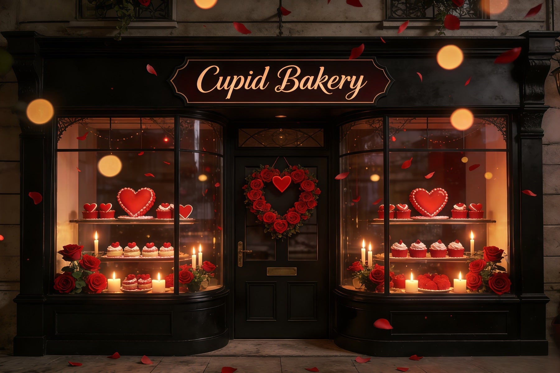 Fond Photo Saint-Valentin Vitrine Boulangerie Cupcakes CSH61-100