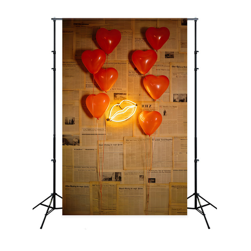 Toile de fond Saint-Valentin Ballons Cœur Néon Lèvres CSH61-109