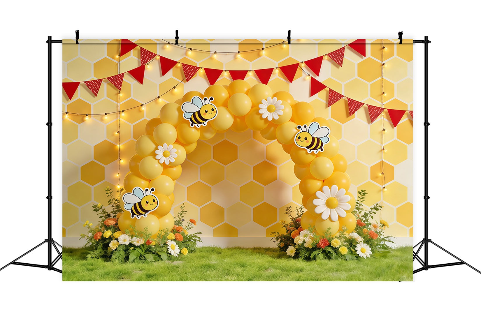 Toile de fond Fleur Arche Ballons Marguerites Nid D’Abeille CSH61-122