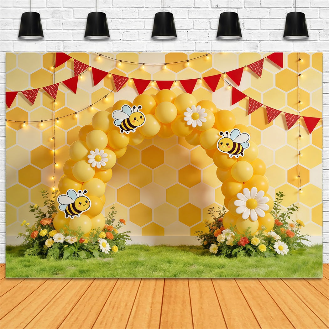 Toile de fond Fleur Arche Ballons Marguerites Nid D’Abeille CSH61-122