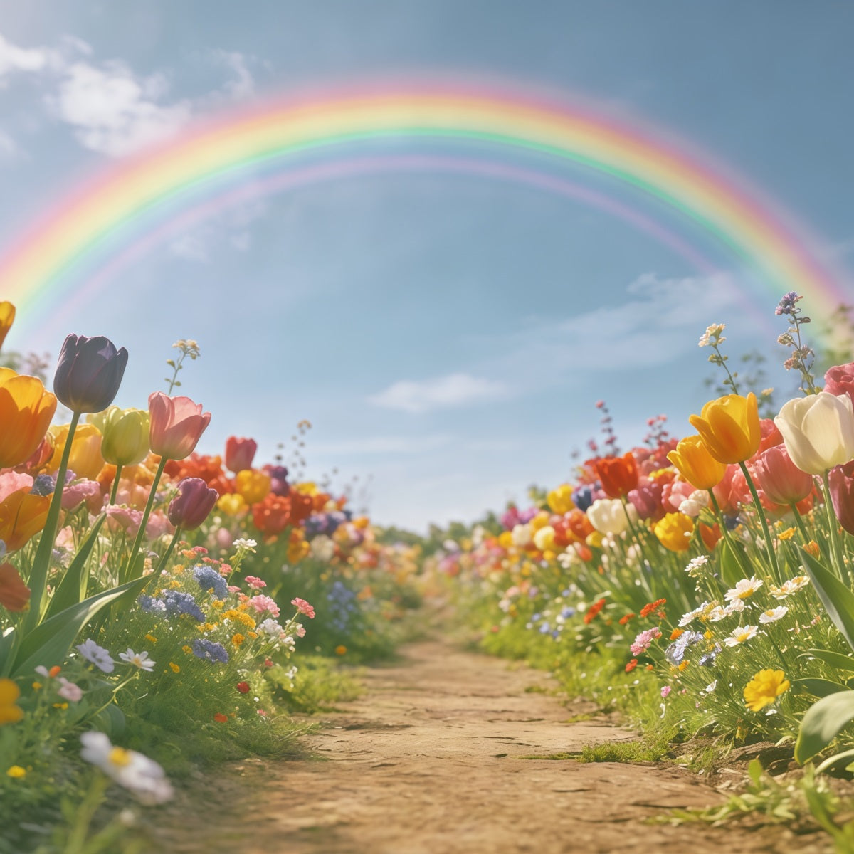 Fond Studio Photo Printemps Allée Florale Tulipees Arc-En-Ciel CSH61-123