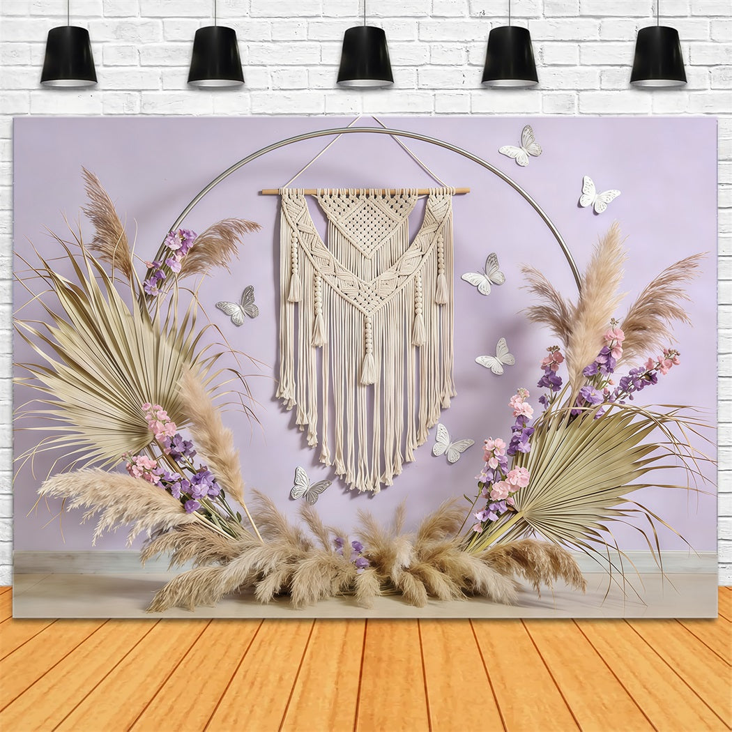 Fond Photo Printemps Macramé Bohème Pampas Papillon CSH61-125