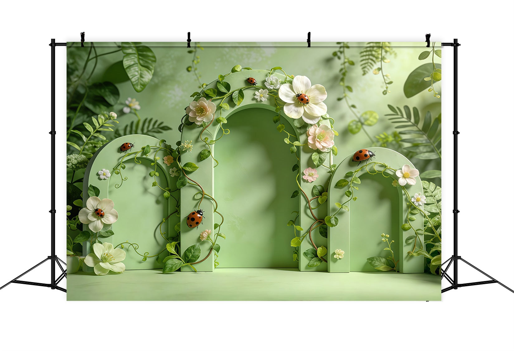 Fond Studio Photo Printemps Porte Arche Verte Jardin Floral CSH61-147