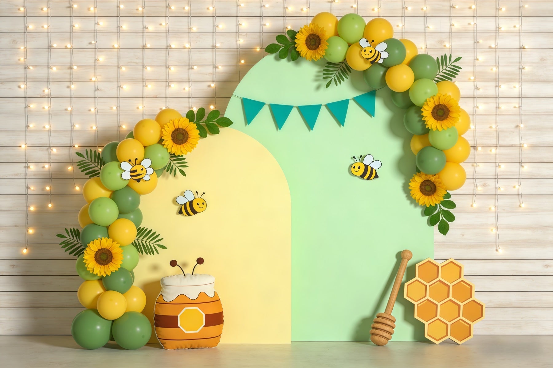 Fond Photo Floral Arche Ballons Abeille Miel CSH61-153