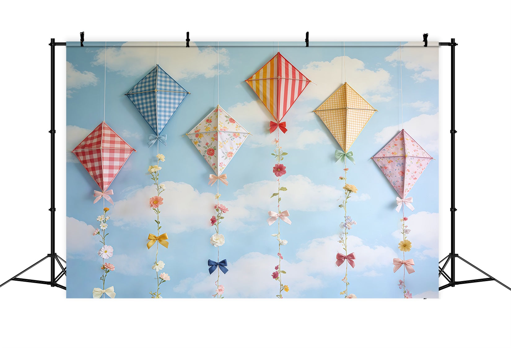 Fond Photo Printemps Ciel Nuages Pastel Nœud Fleurs CSH61-165