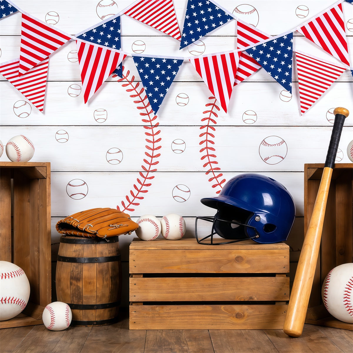 Toile de fond Photo Baseball Décor Fête Abri Vintage CSH61-174