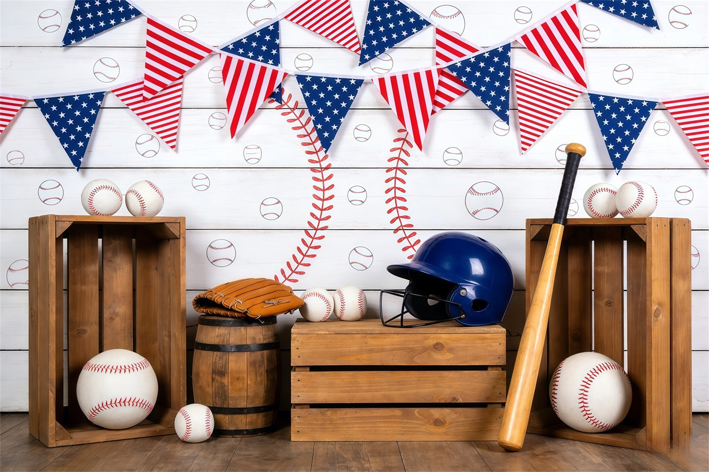 Toile de fond Photo Baseball Décor Fête Abri Vintage CSH61-174