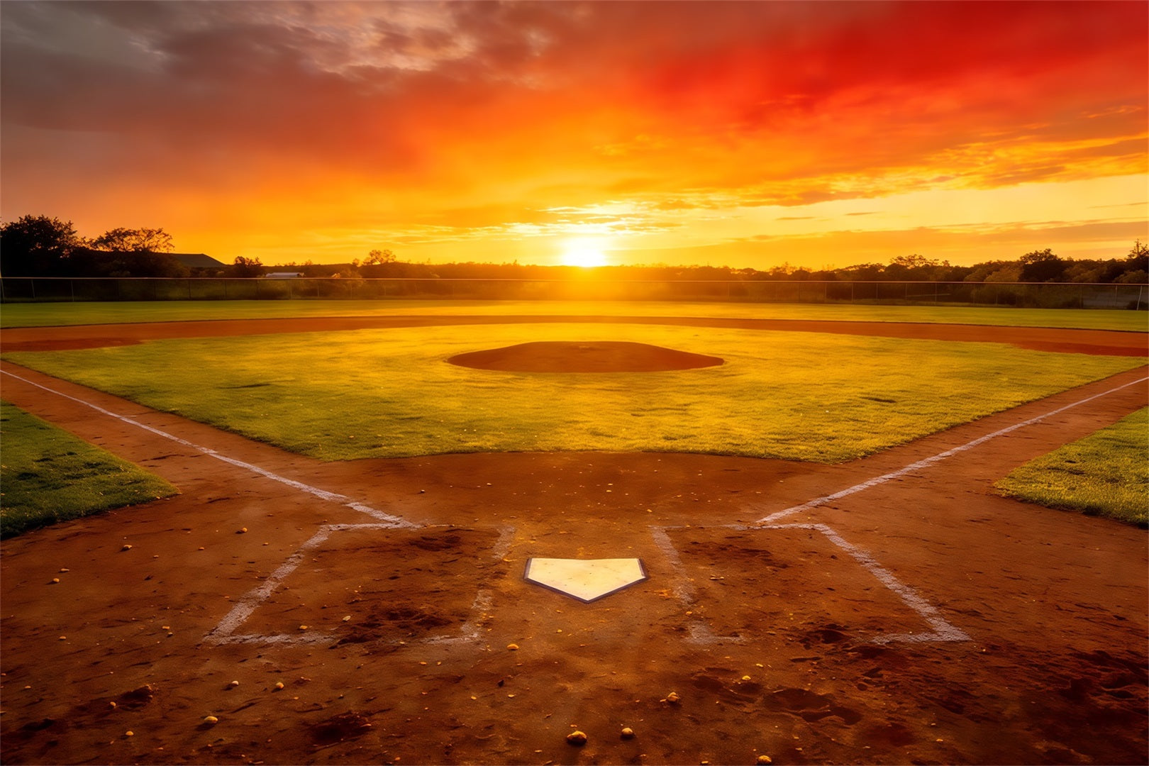 Fond Studio Photo Baseball Diamant Championnat Coucher De Soleil CSH61-185