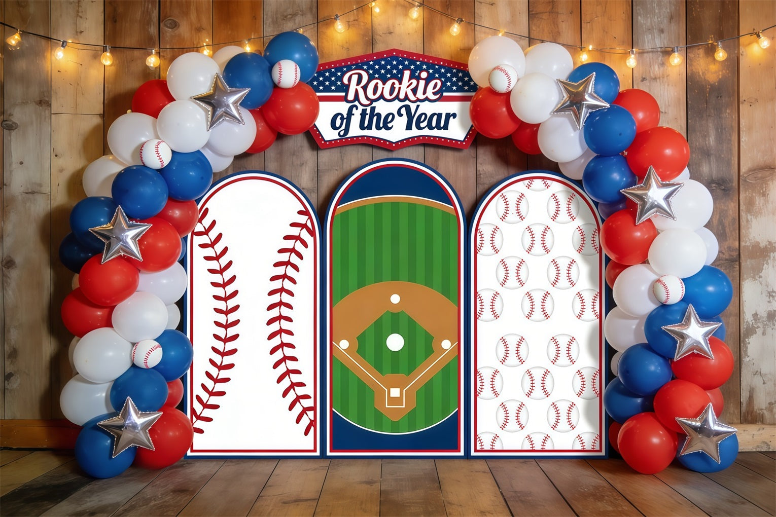 Fond Studio Photo Baseball Arche Ballons Année Recrue CSH61-189