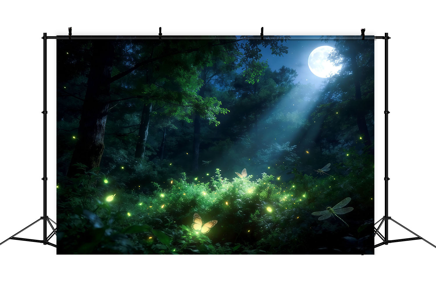 Toile de Fond Forêt Enchantée Lueur Forêt Lucioles Clair De Lune CSH61-196