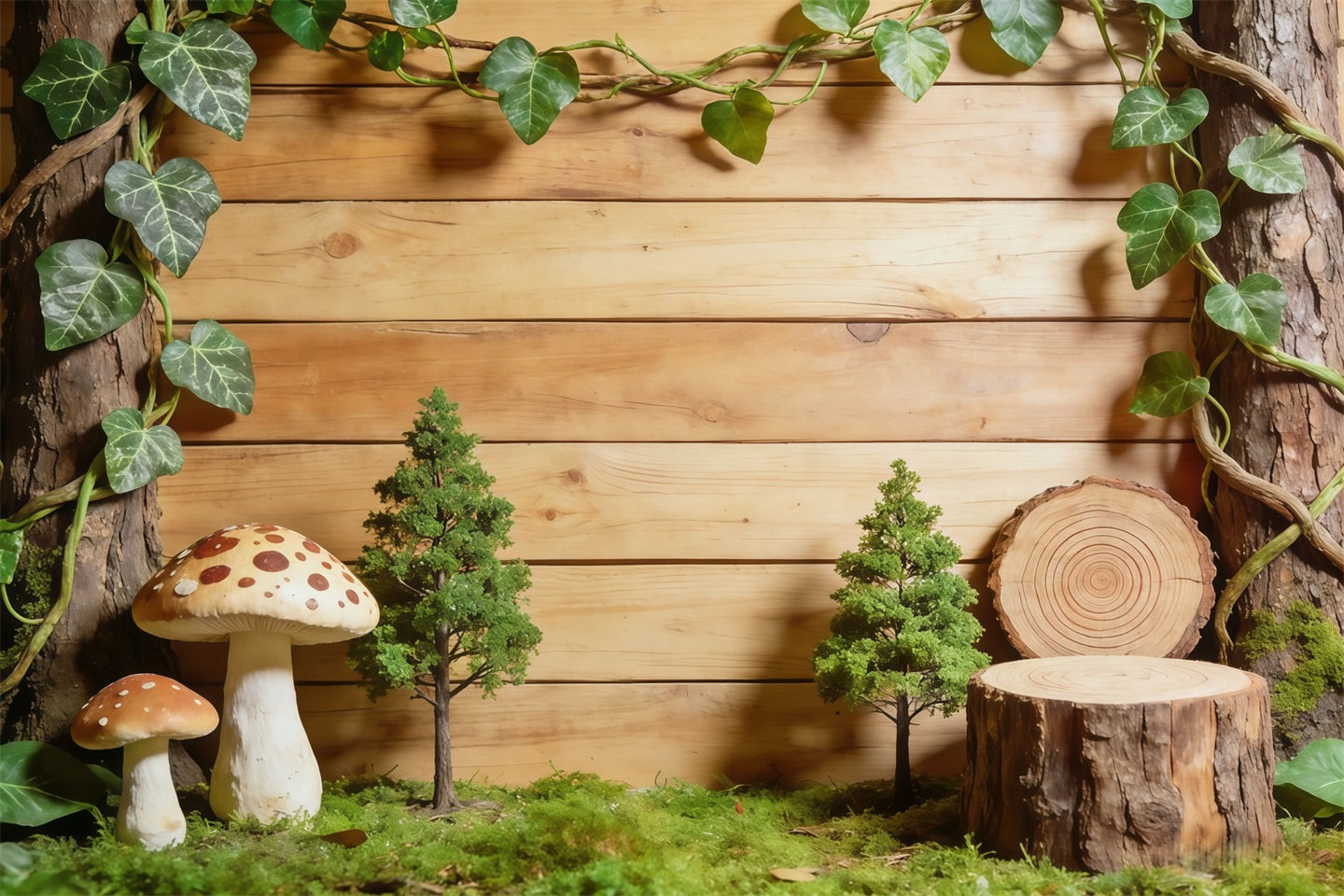 Toile de Fond Forêt Présentation Bois Rustique Lierre CSH61-205