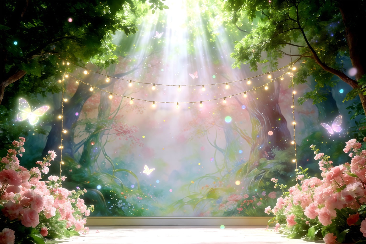 Toile de Fond Thème Forêt Enchantée Scène Forêt Lumières Féerique CSH61-222