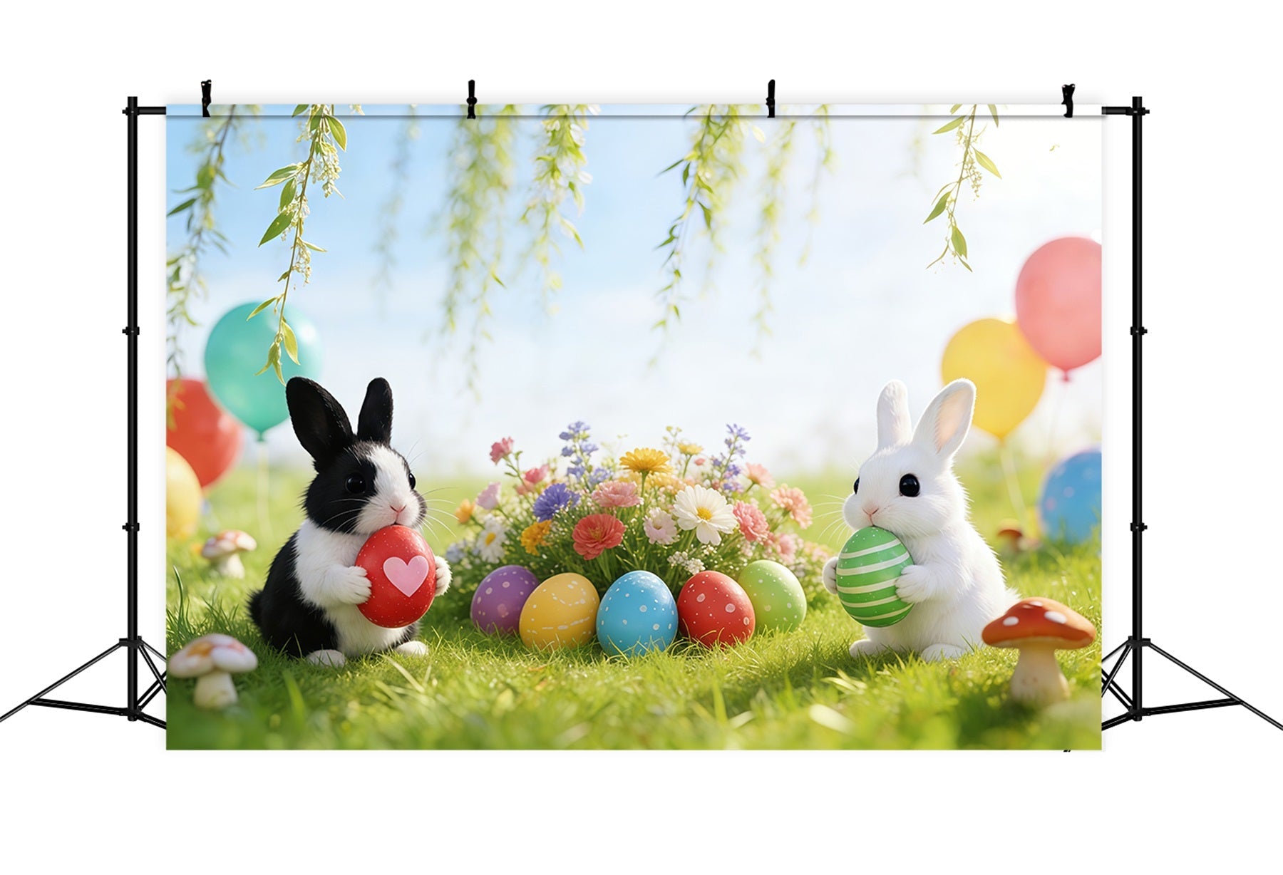 Fond de Pâques Jardin Prairie Printanière Ballons CSH61-24
