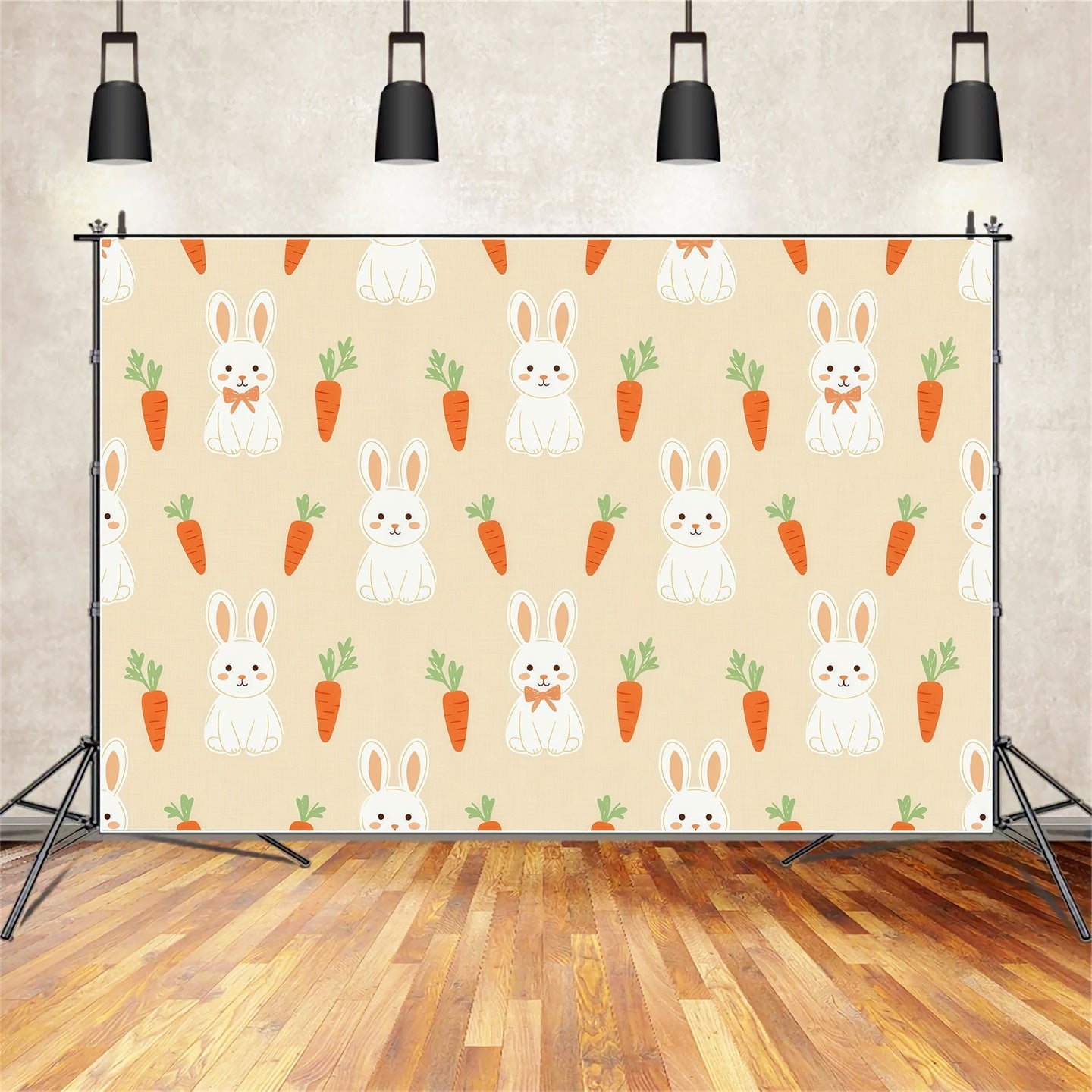 Fond de Pâques Motif Carottes Dessin Animé CSH61-32