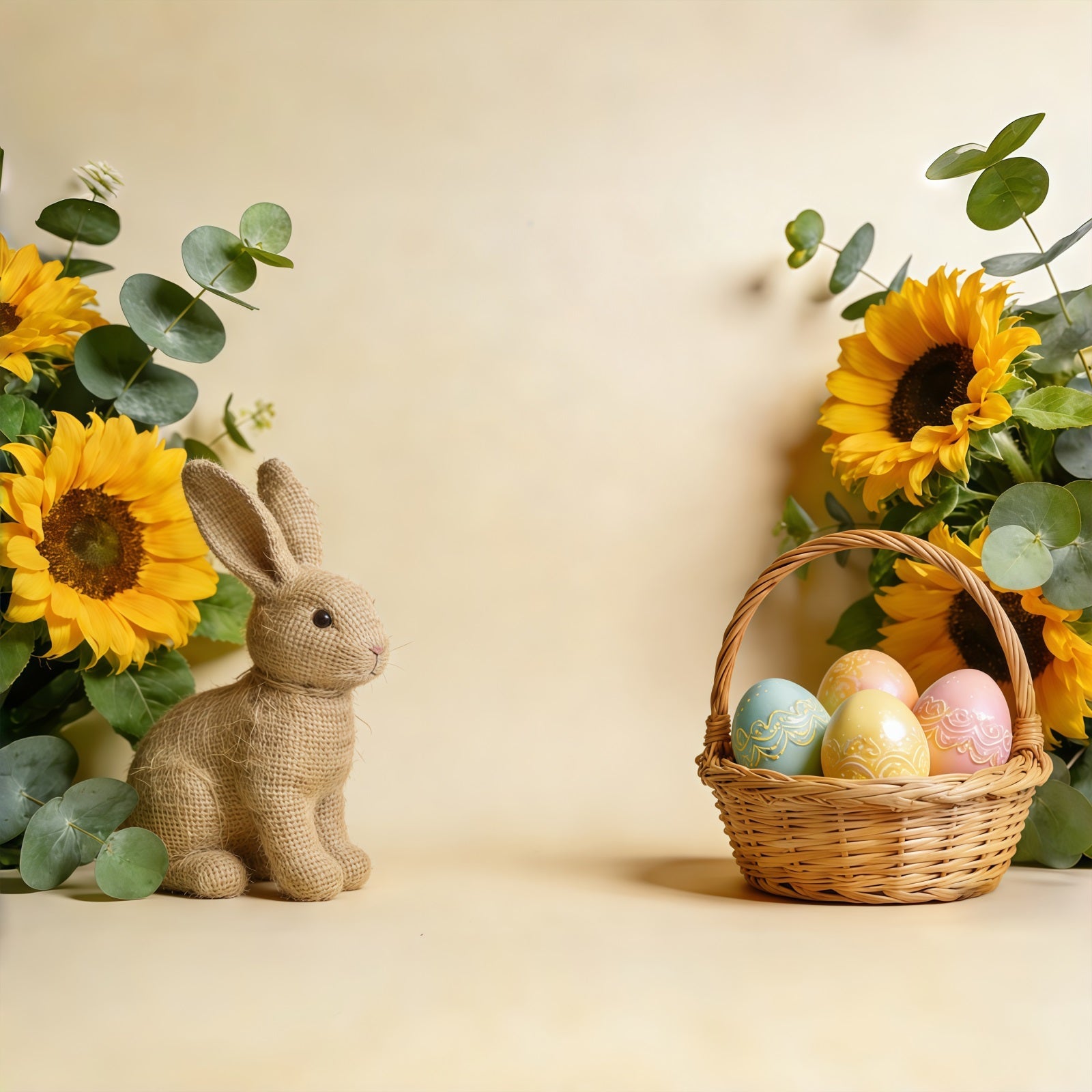 Fond de Pâques Lapin Tournesol Œuf Pastel CSH61-60