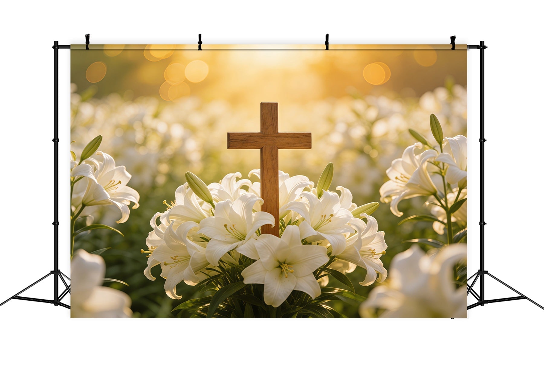 Fond Photo Pâques Croix Printanière Effet Bokeh Doux CSH61-73