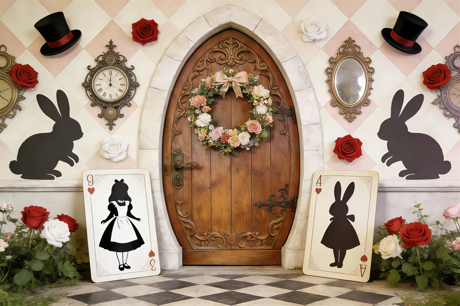 Toile de fond Photo Pâques Porte Pays Des Merveilles Silhouettes Cartes CSH62-106