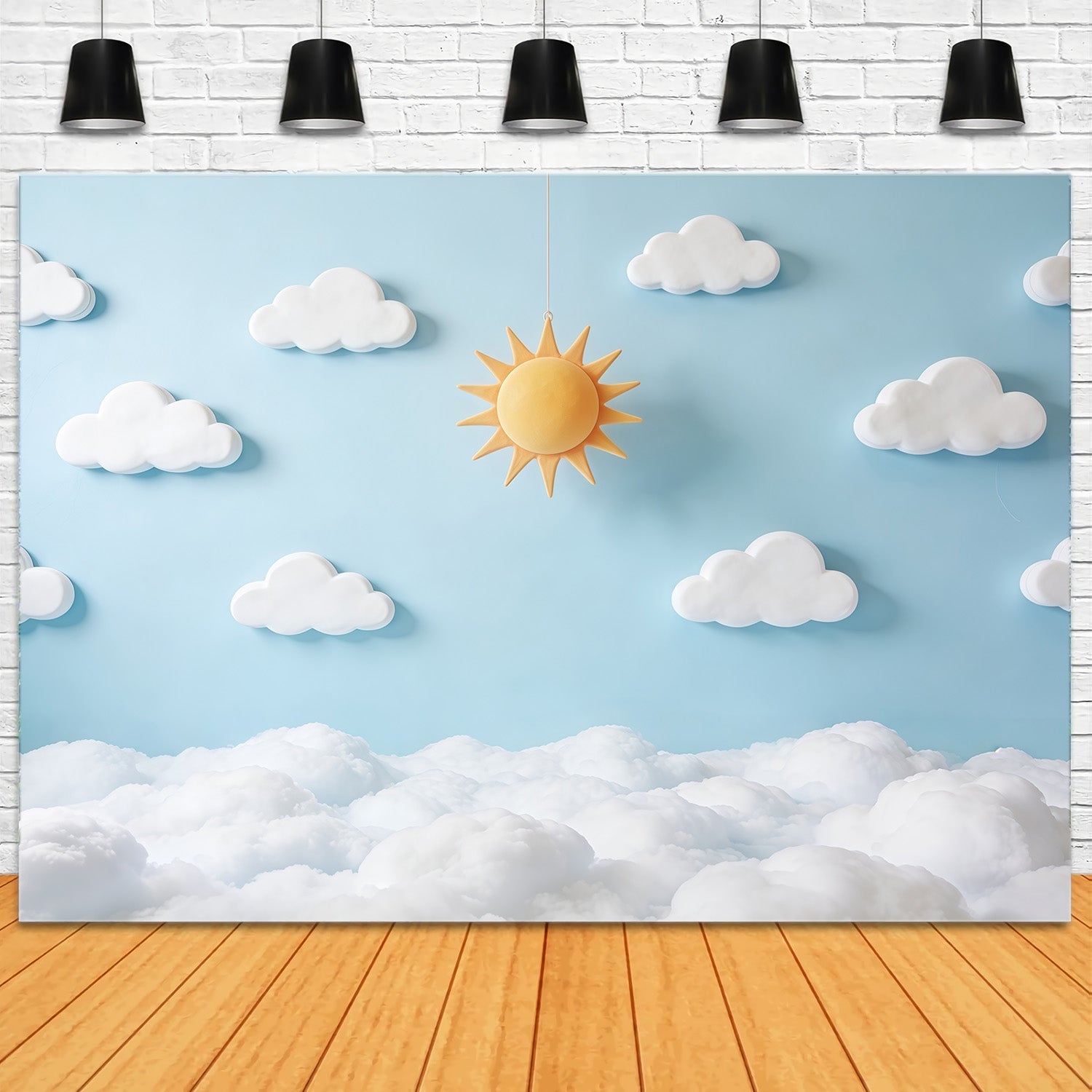 Toile de fond Nuages Découpe Soleil Ciel Bleu CSH62-117