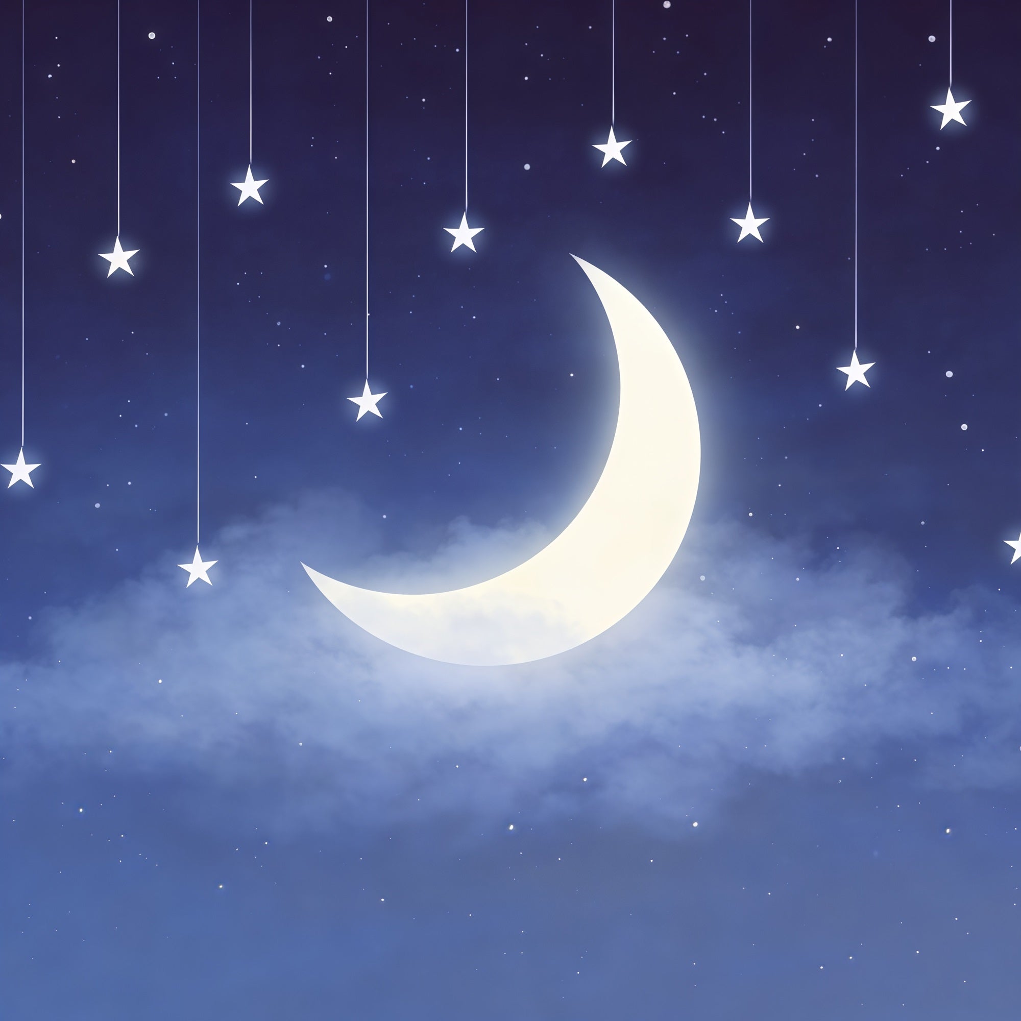 Fond Studio Ciel Guirlande Lune Croissant Étoiles Ciel CSH62-123
