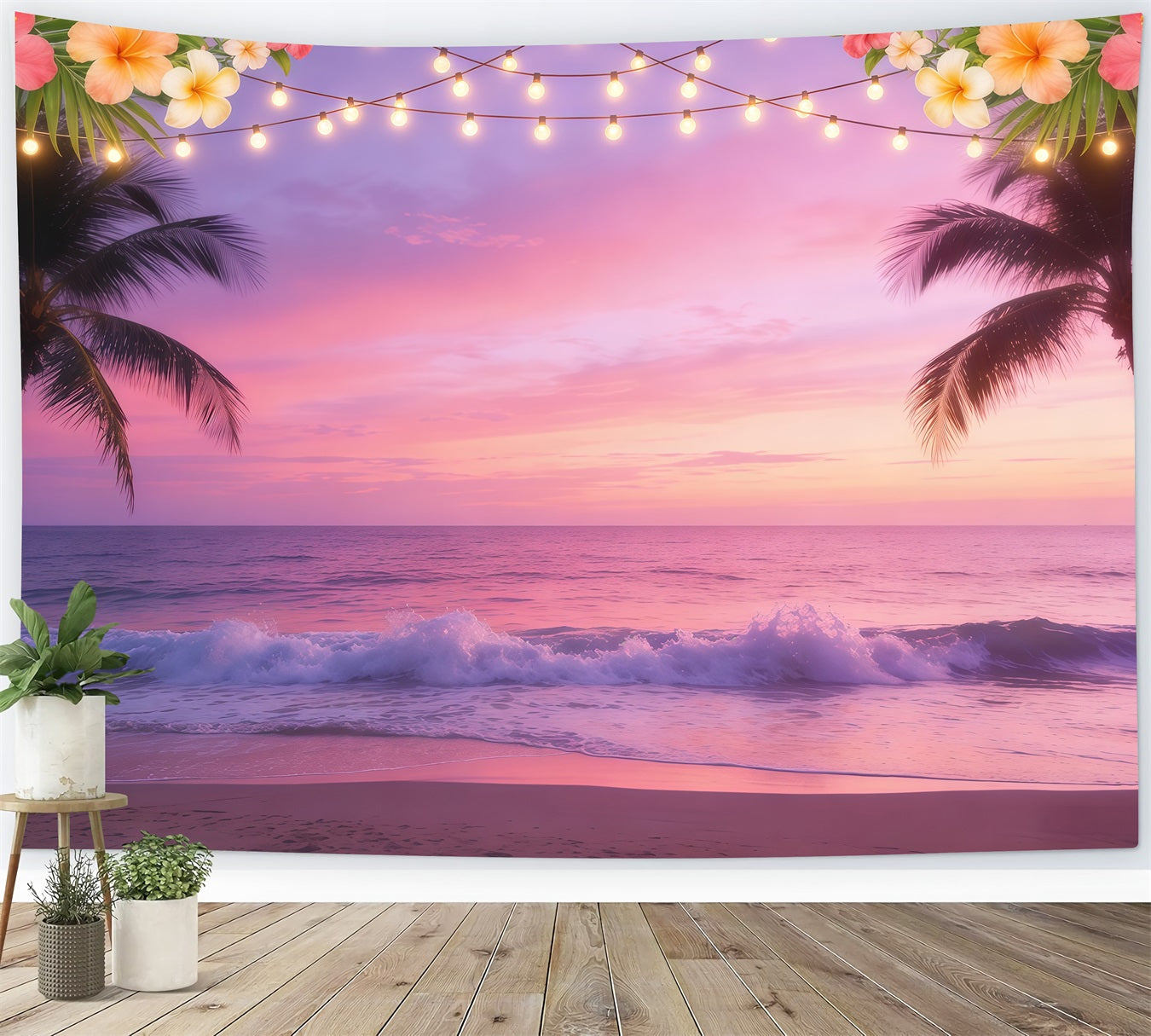 Toile de fond Ciel Plage Tropicale Lumières Coucher Soleil CSH62-126