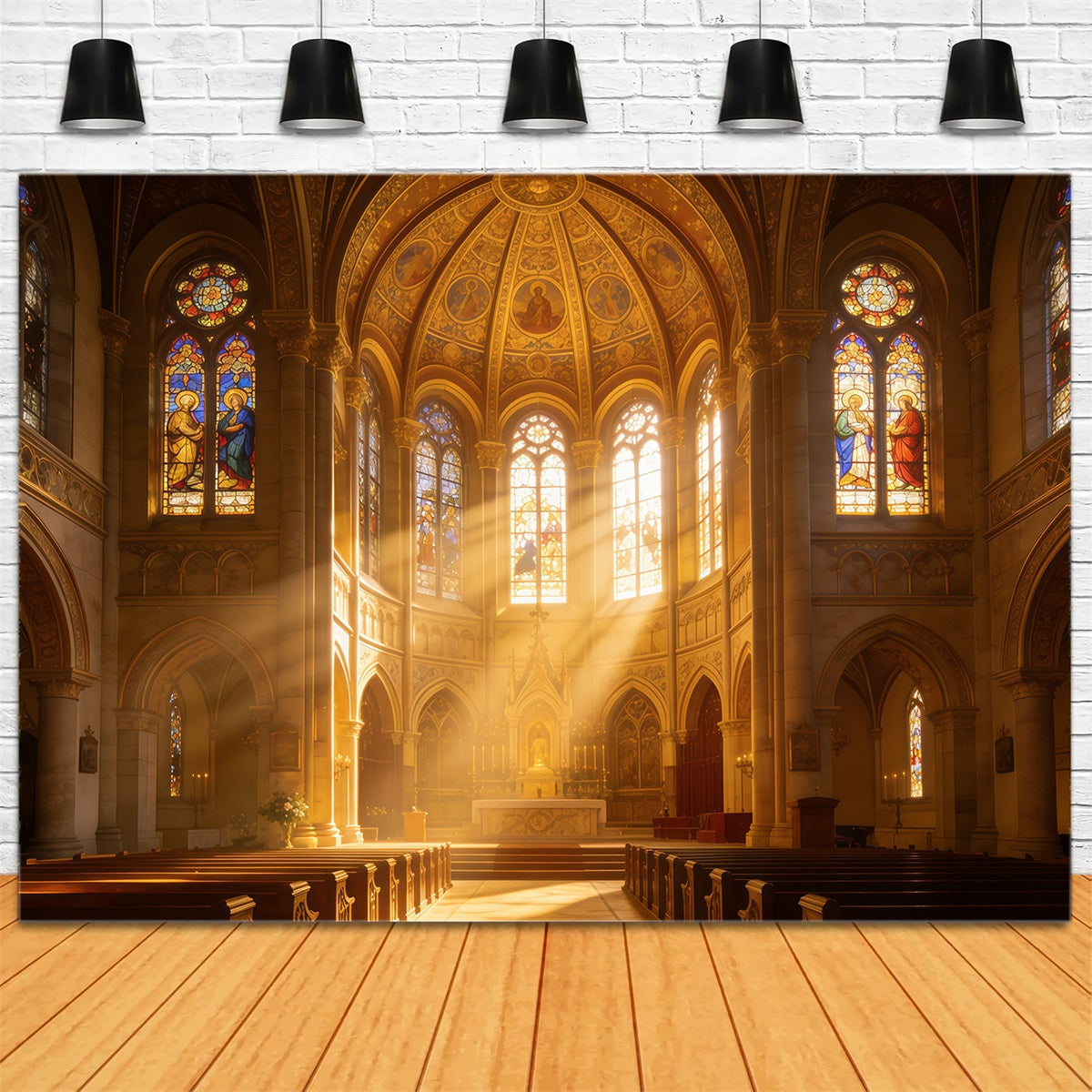 Toile de fond Pâques Église Vitrail Rayons Lumineux CSH62-64