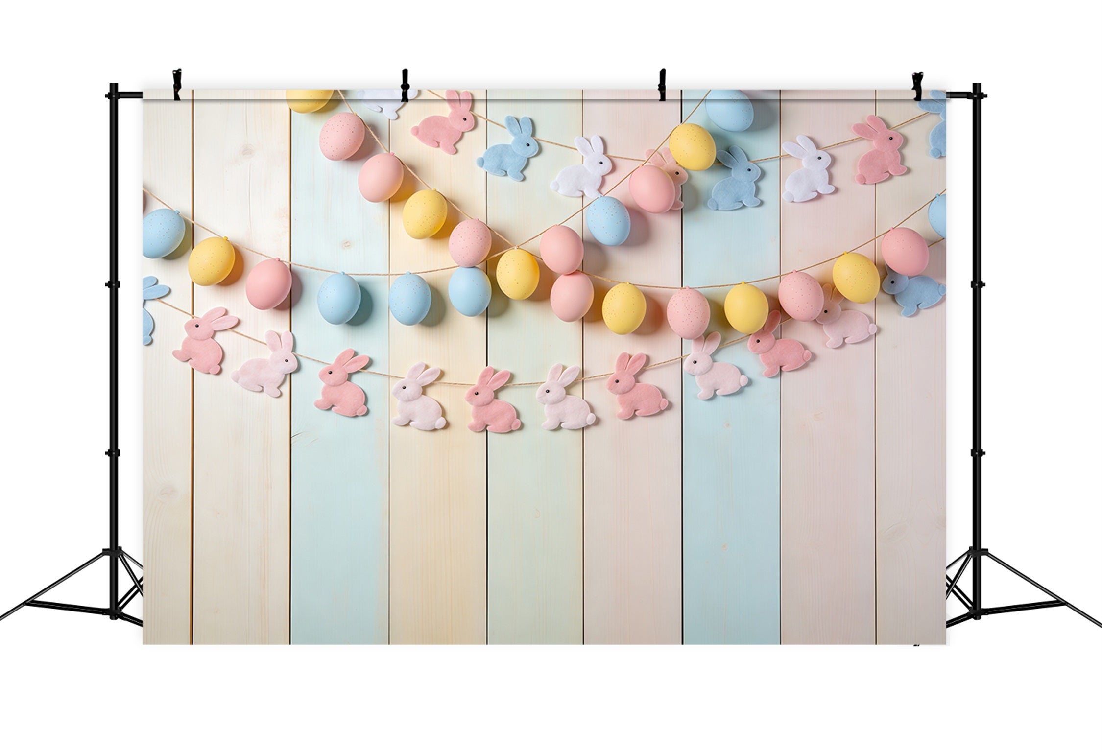 Toile de fond Photo Pâques Guirlande Lapin Bois Pastel CSH62-70