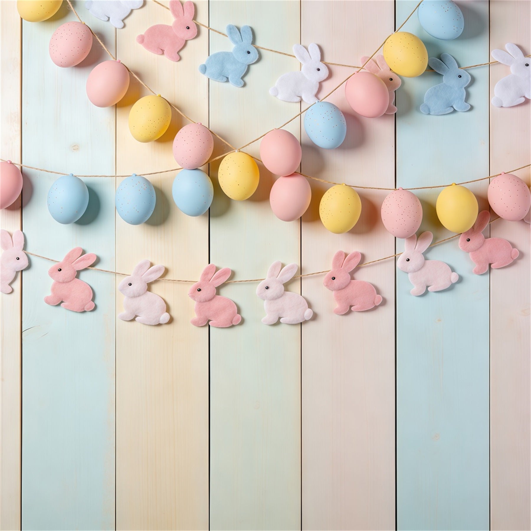 Toile de fond Photo Pâques Guirlande Lapin Bois Pastel CSH62-70