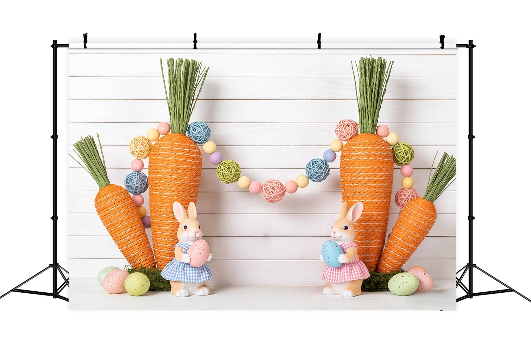 Toile de fond Pâques Lapin Œufs Mur Bois CSH62-76