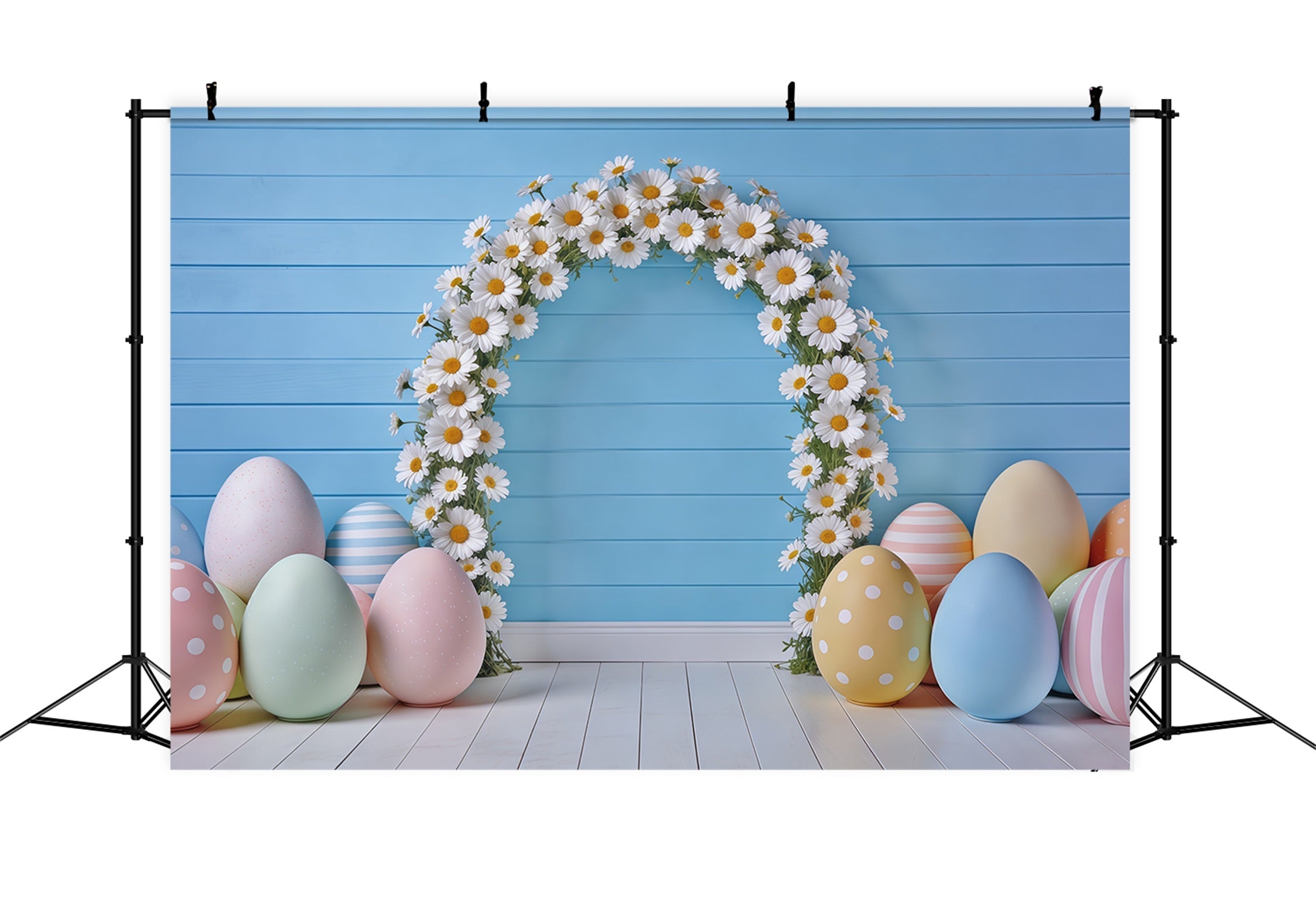 Fond Photo Pâques Arche Marguerites Œufs Pastel CSH62-77