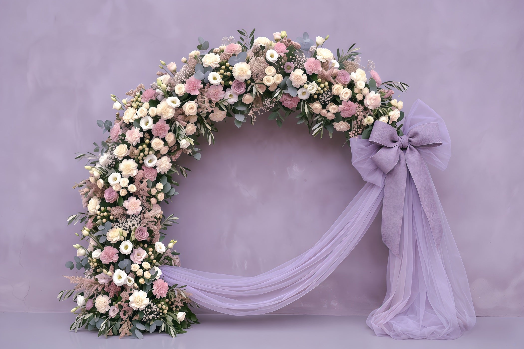 Fond Fête des Mères Œillets Lavande Nœud Floral Drapé CSH63-51