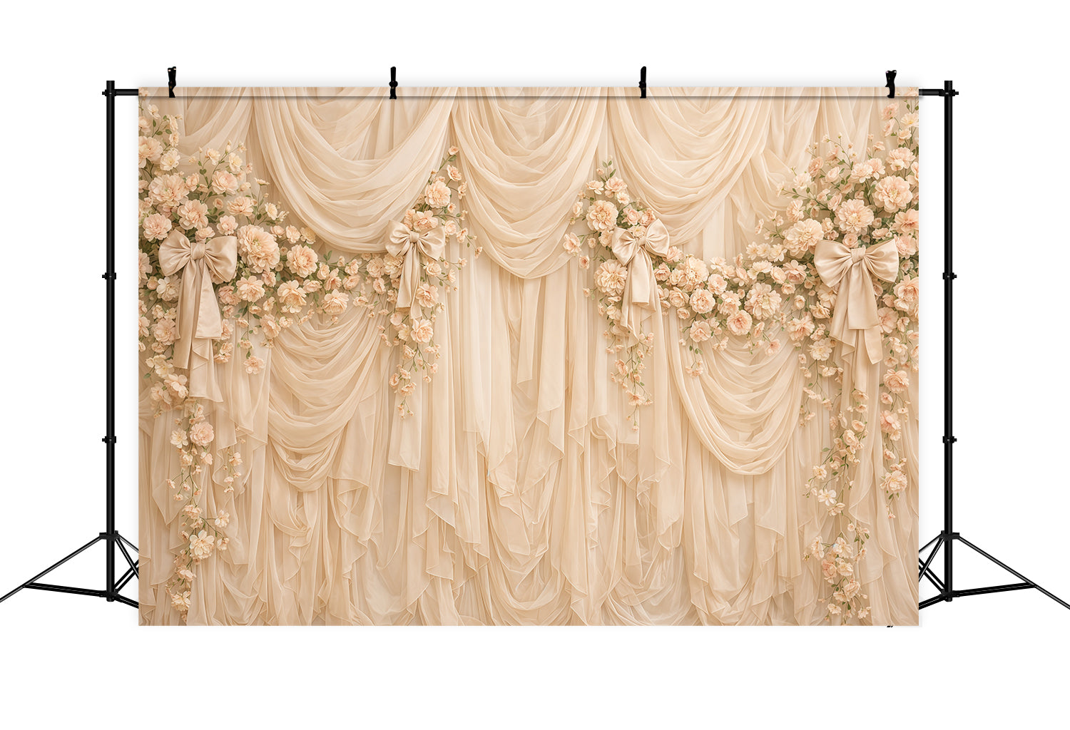 Fond Fête des Mères Nœud Ruban Drapé Champagne Floral CSH63-69
