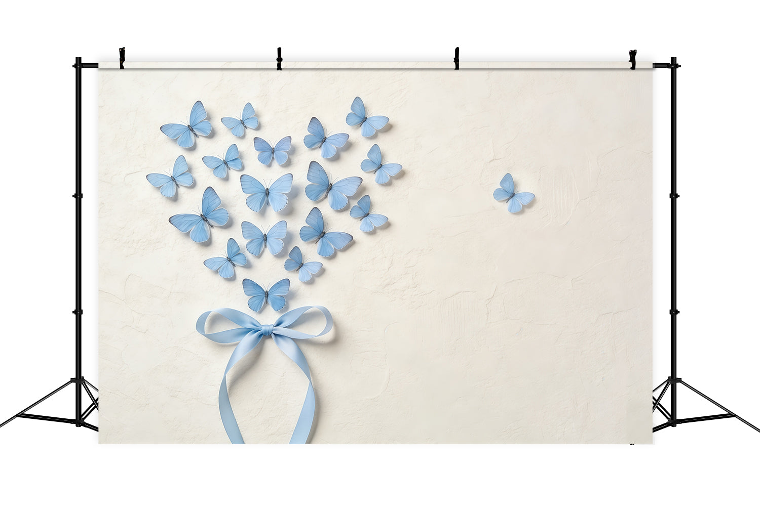 Fond Fête des Mères Nœud Ruban Mur Texturé Cœur Papillons Bleus CSH63-73