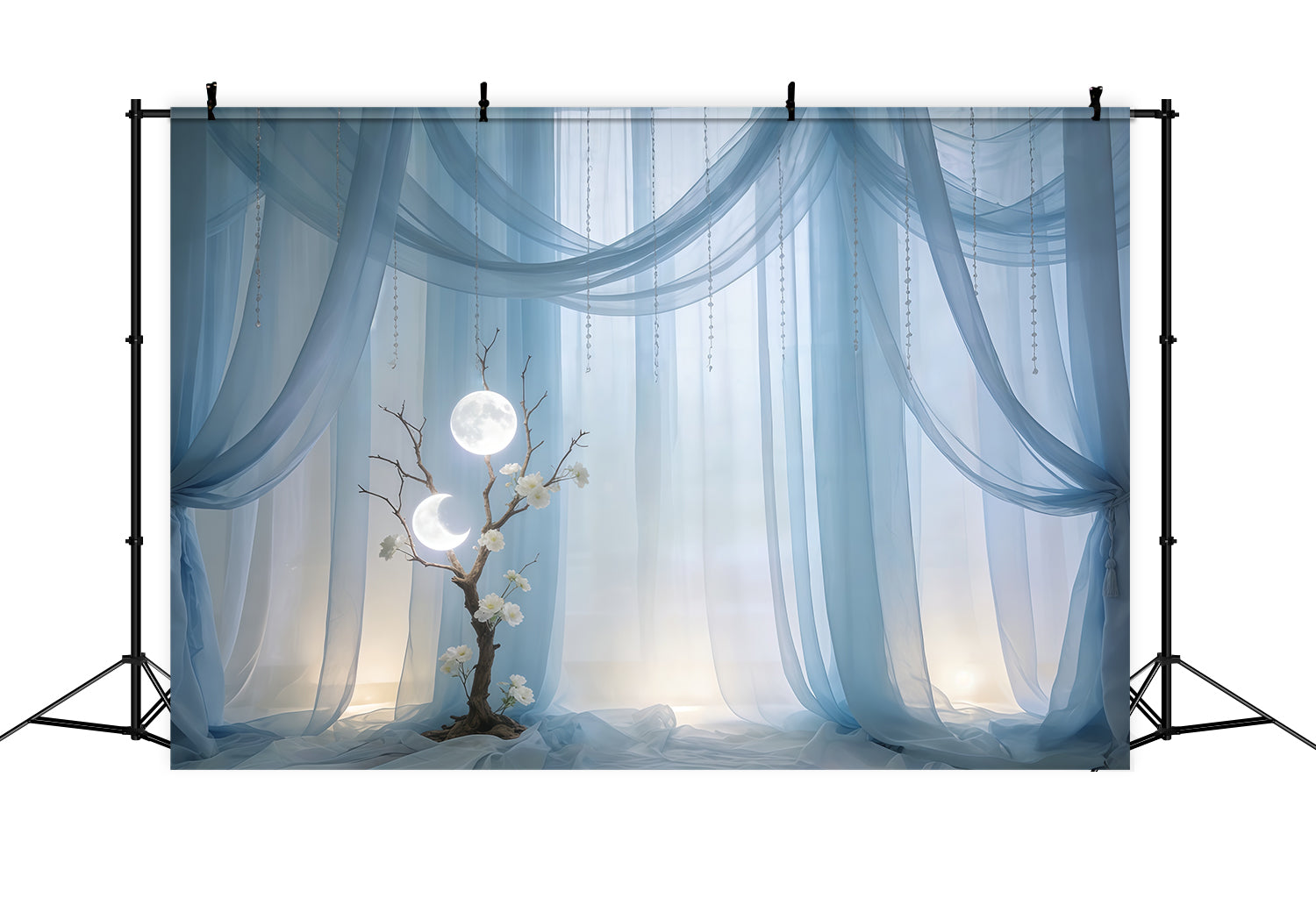 Fond Fête des Mères Voilages Arbre Drapé Bleu Ciel Clair de Lune CSH63-76