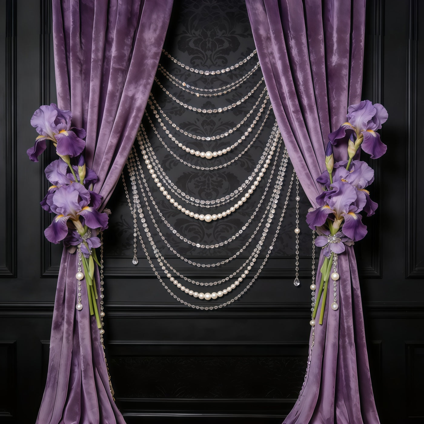 Fond Fête des Mères Voilages Velours Lavande Perles Iris CSH63-77