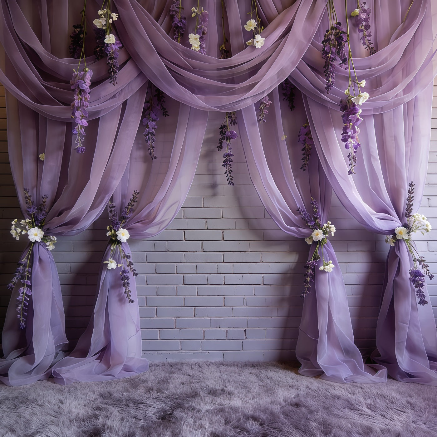 Fond Joyeuse Fête des Mères Fleurs Lavande Rideaux Violets Élégants CSH63-84