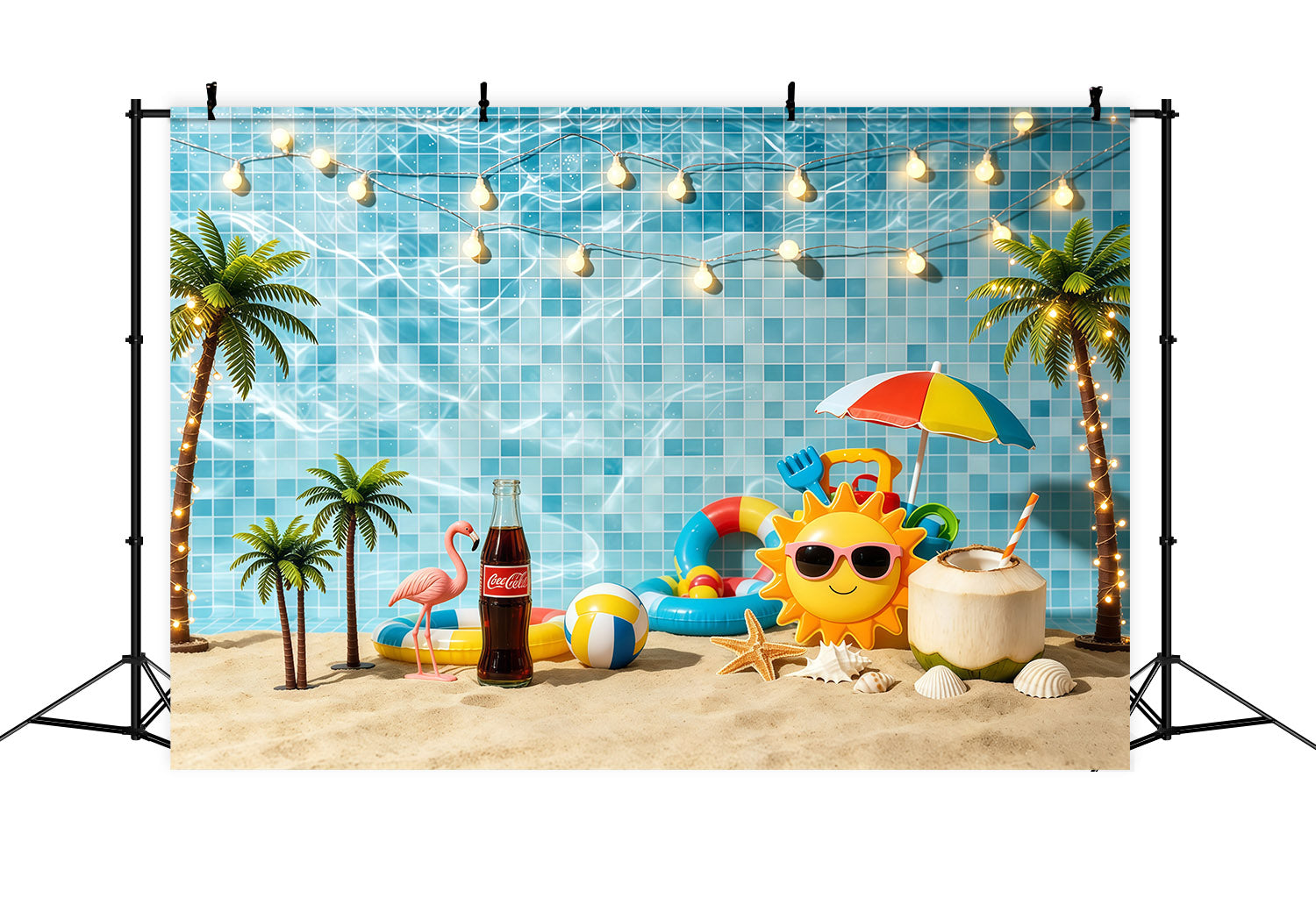 Fond Plage Piscine Fête Décor Estival CSH64-83