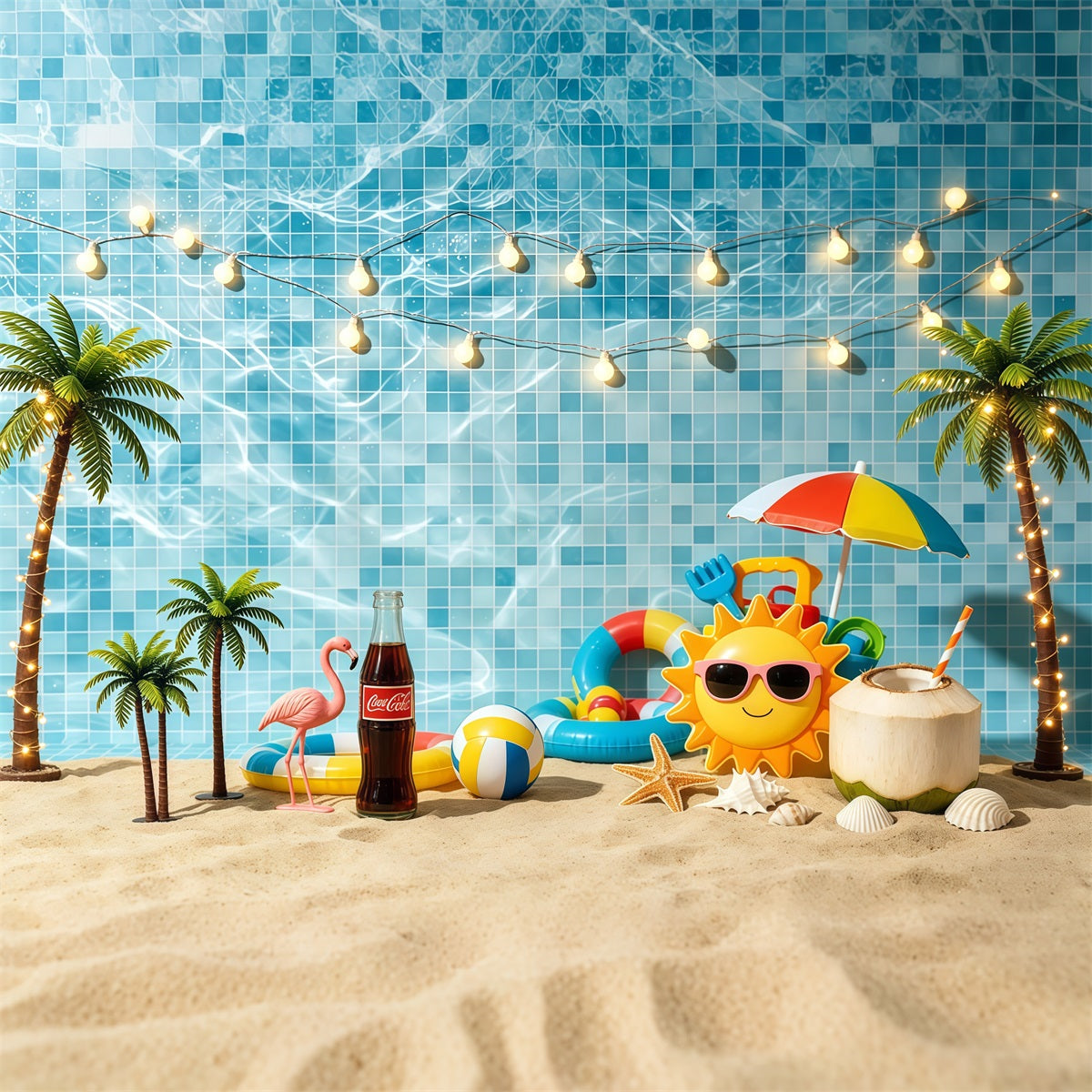 Fond Plage Piscine Fête Décor Estival CSH64-83