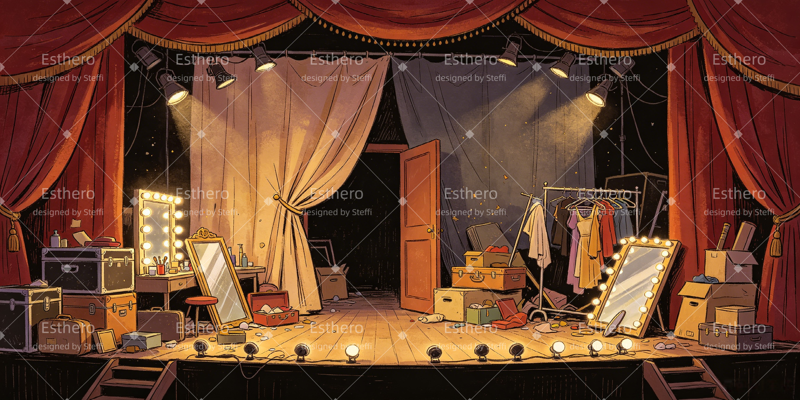 Toile de Fond de Spectacle Loge Encombrée Décor de Théâtre CSH66-T10