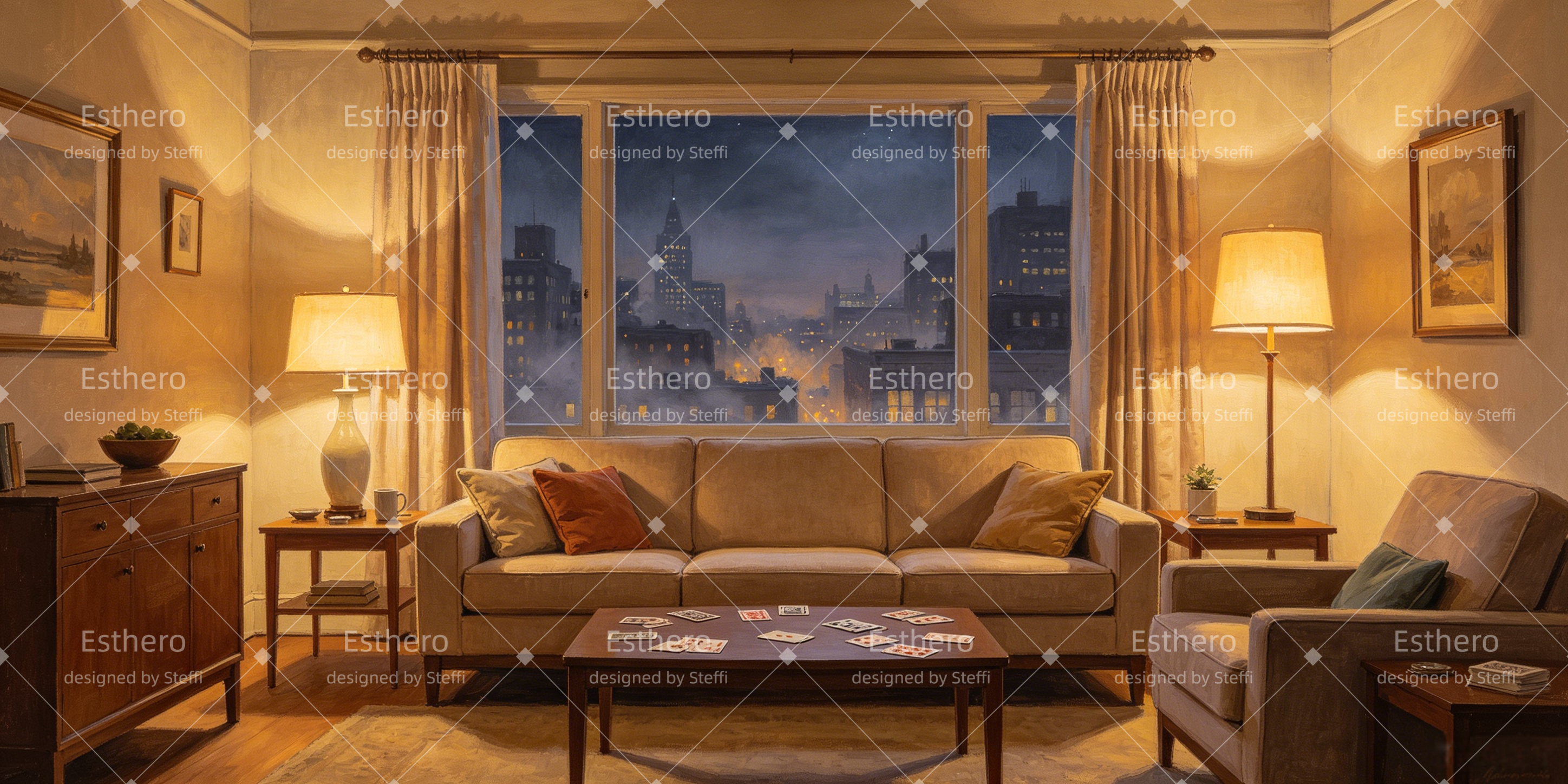 Toile de Fond de Théâtre Salon Nocturne Décor de Scène CSH66-T20