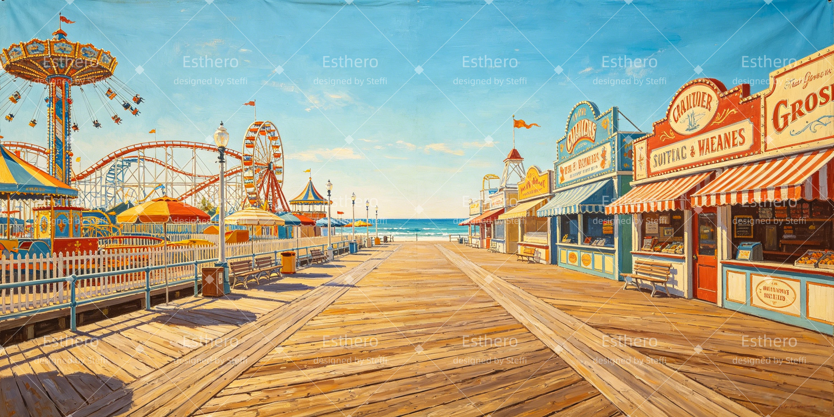 Toile de Fond de Scène Parc d’Attractions en Bord de Mer CSH66-T26