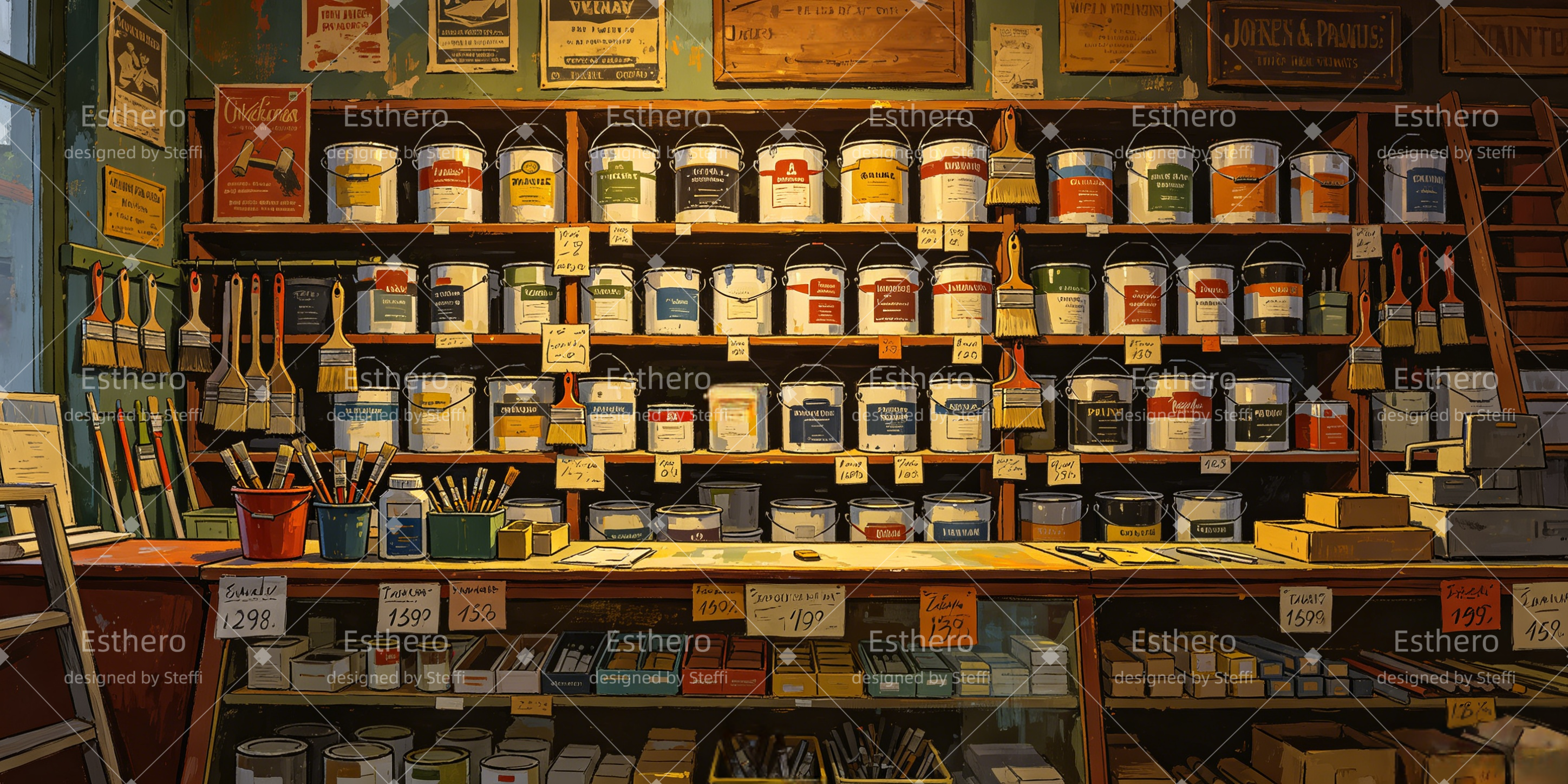 Décor théâtre Magasin de fournitures de peinture CSH66-T53