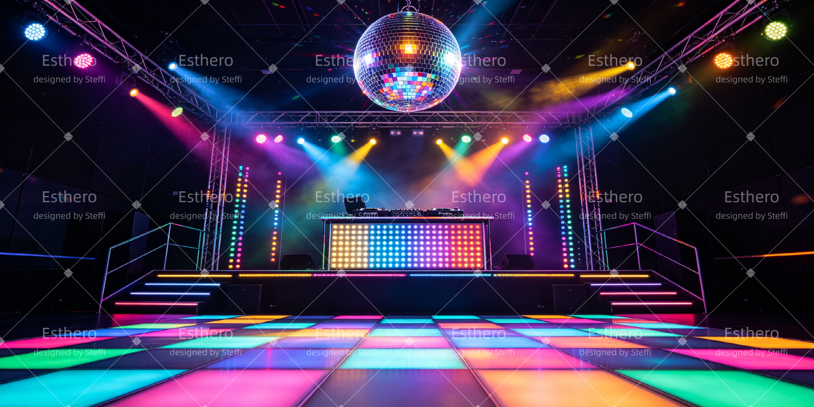 Décor Broadway Club disco coloré spectacle CSH66-T55