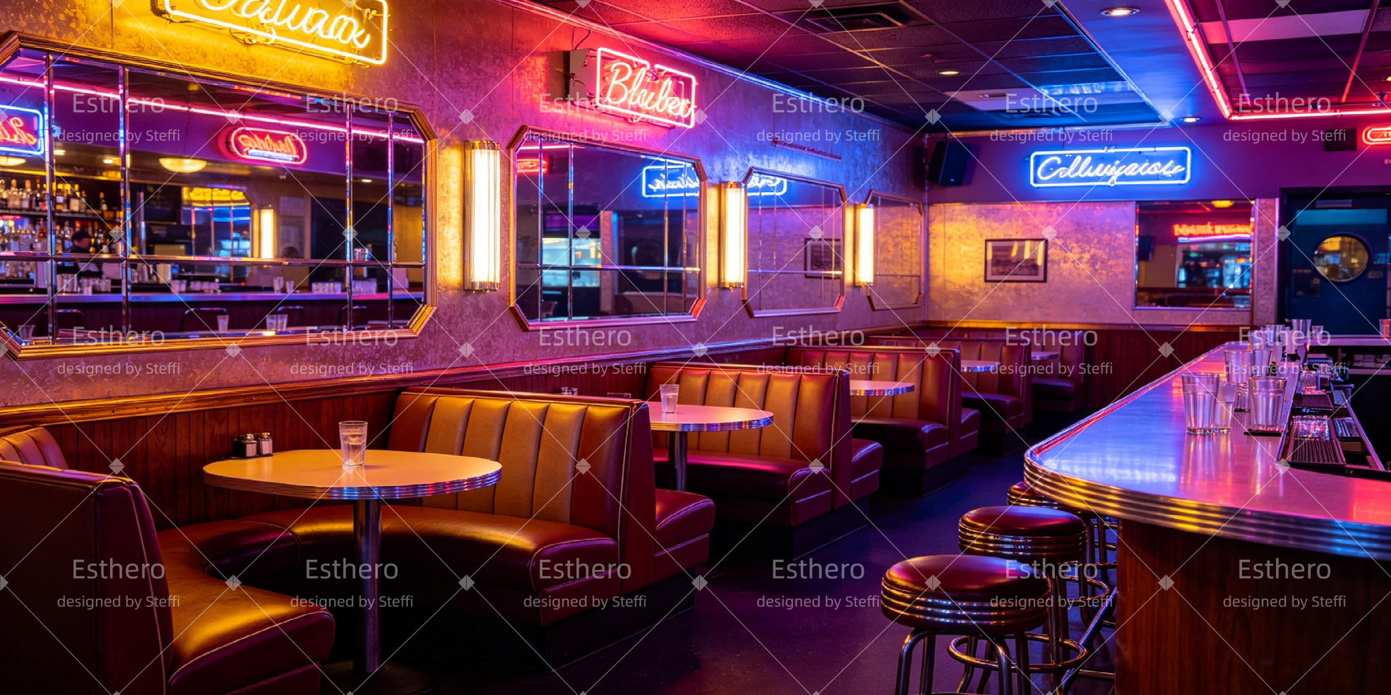 Décor de scène Intérieur diner néon théâtre CSH66-T56