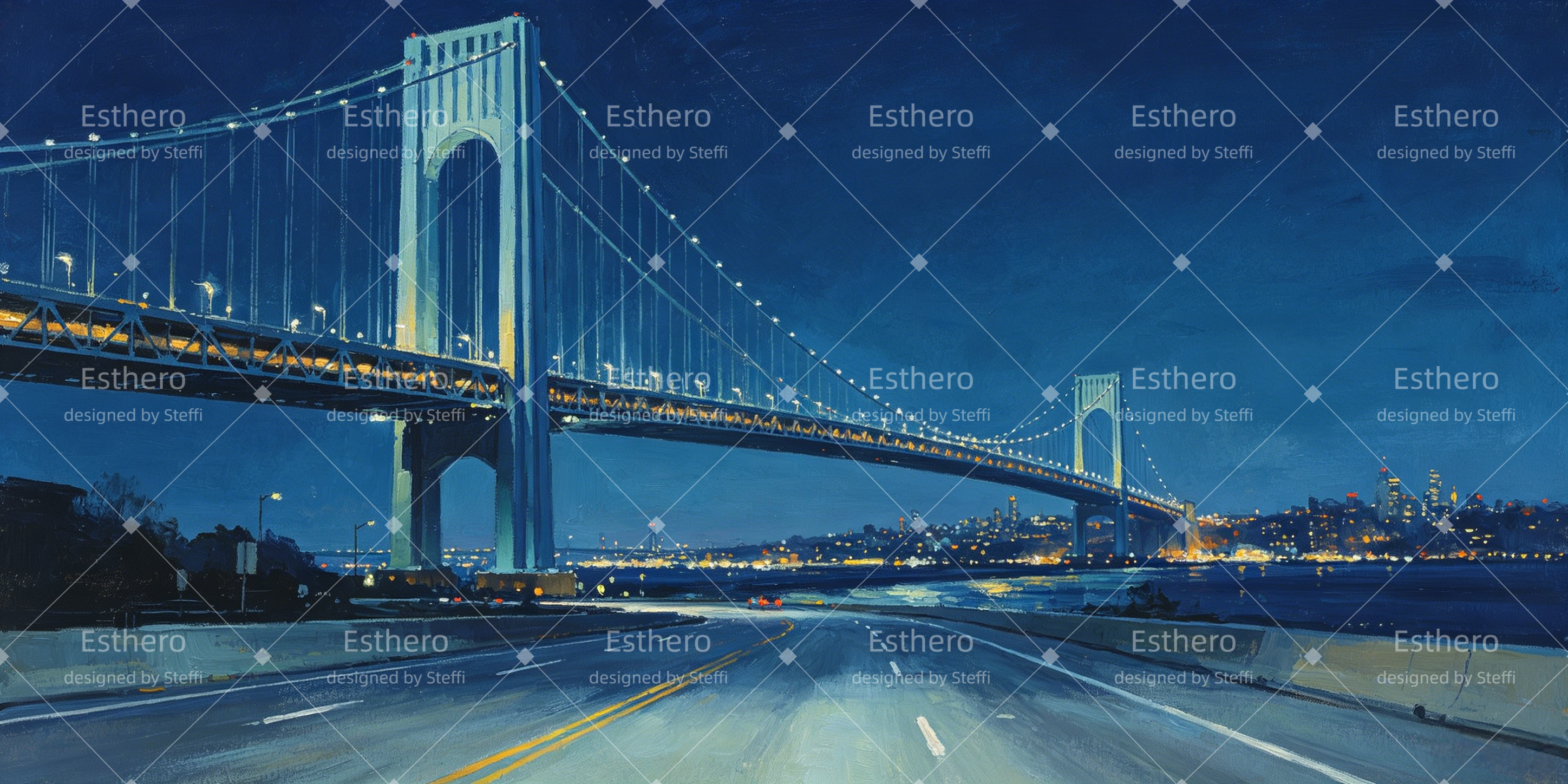Décor de scène Pont suspendu nocturne décor cinéma CSH66-T59