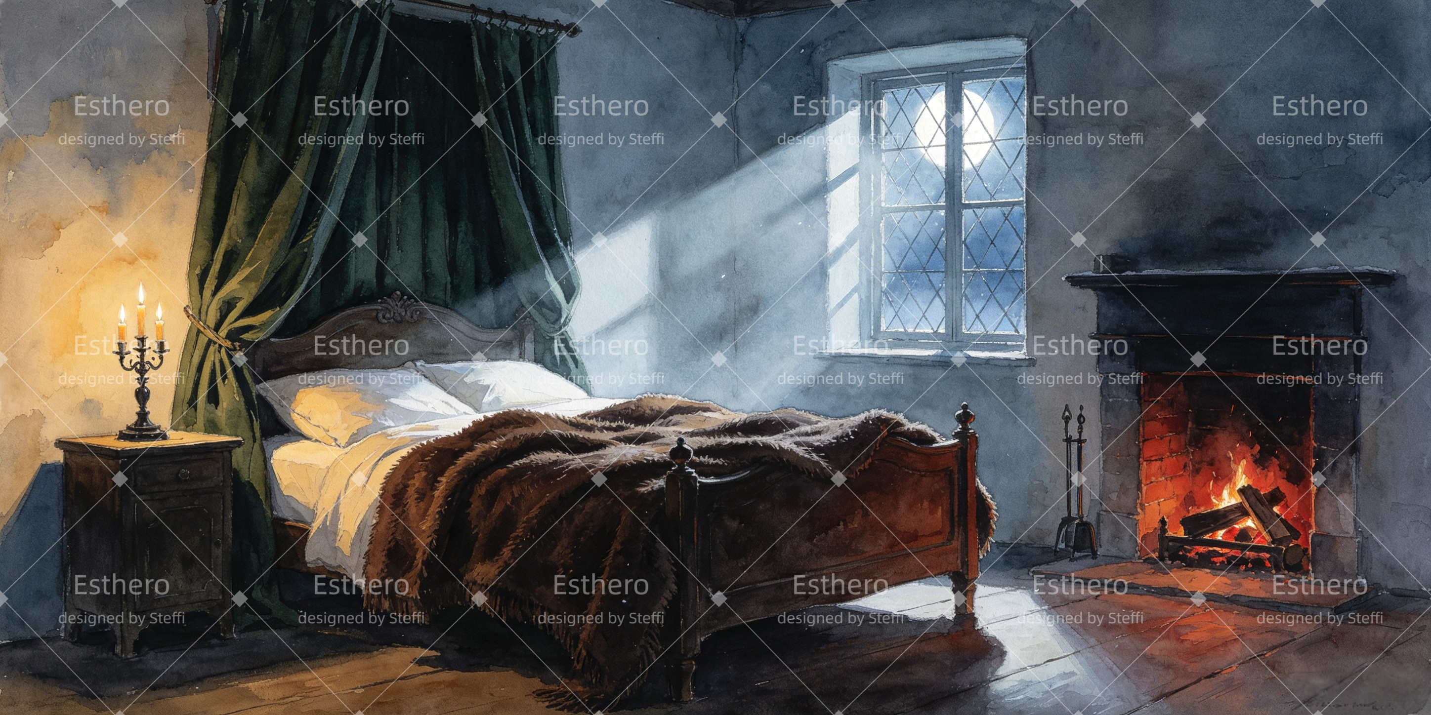 Décors de scène Chambre avec cheminée Décor de théâtre à vendre CSH66-T64