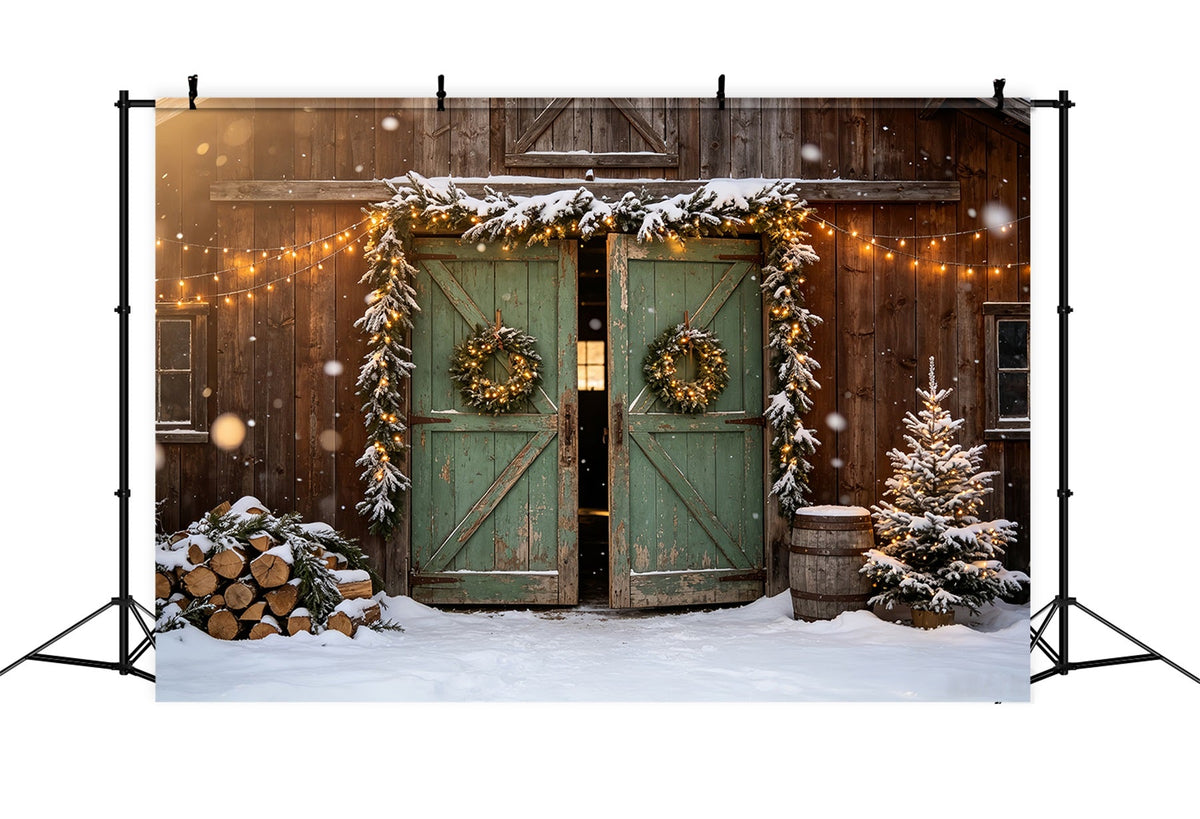 Décors De Noël Rustiques Décoration De Porte De Grange En Bois Décors Photographiques De Noël CSH68-100