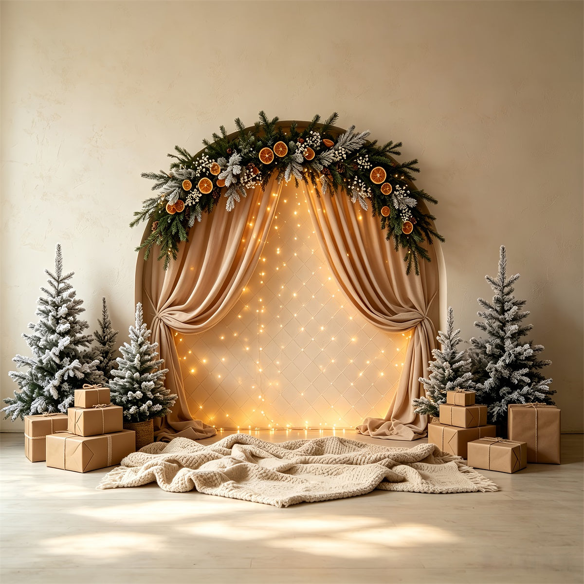 Fond De Lumières De Noël Rideau De Guirlande En Arc Givré Décor De Noël CSH68-56