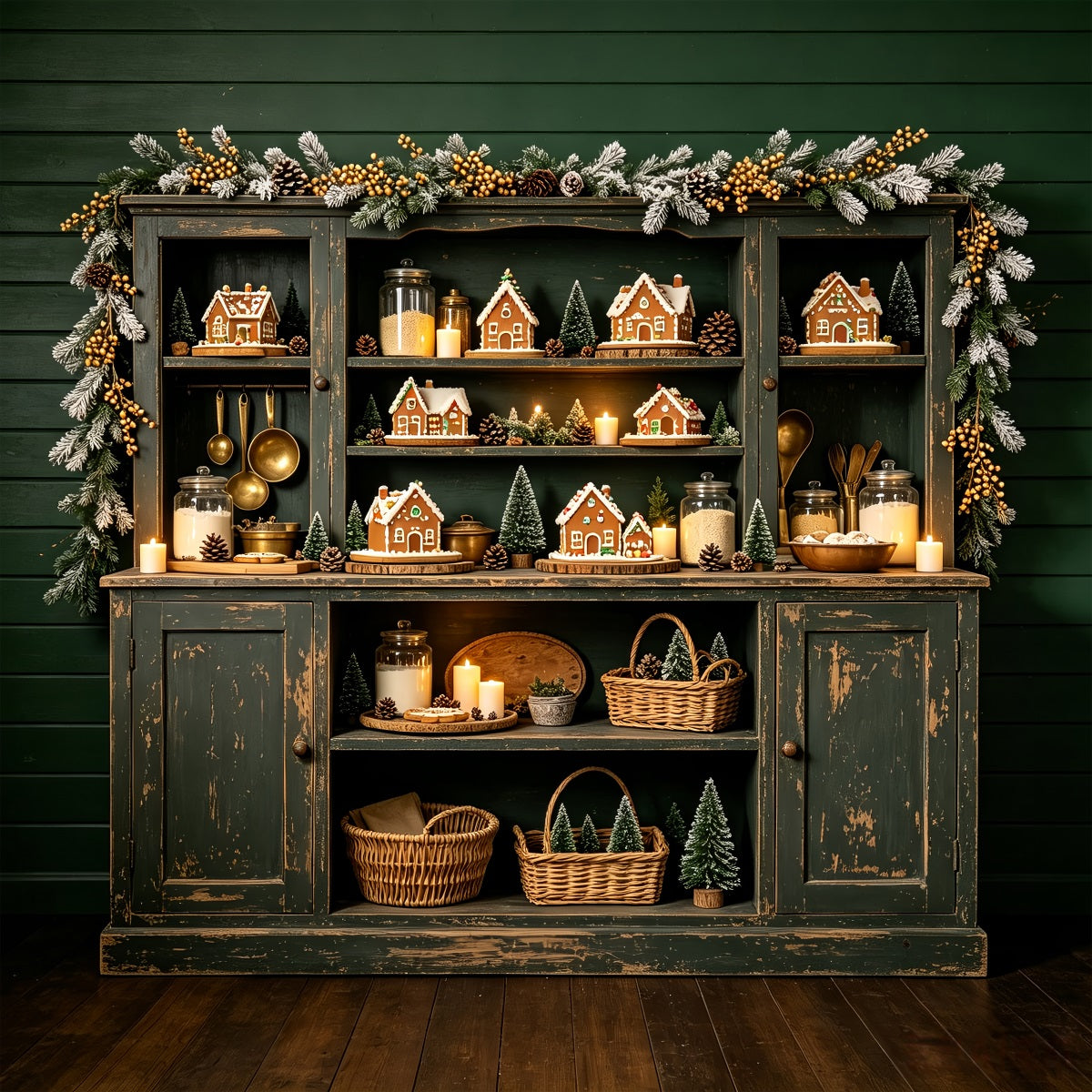 Décor De Cuisine De Noël Village De L'Étagère En Pain D'Épice Décor Photographique De Noël CSH68-57