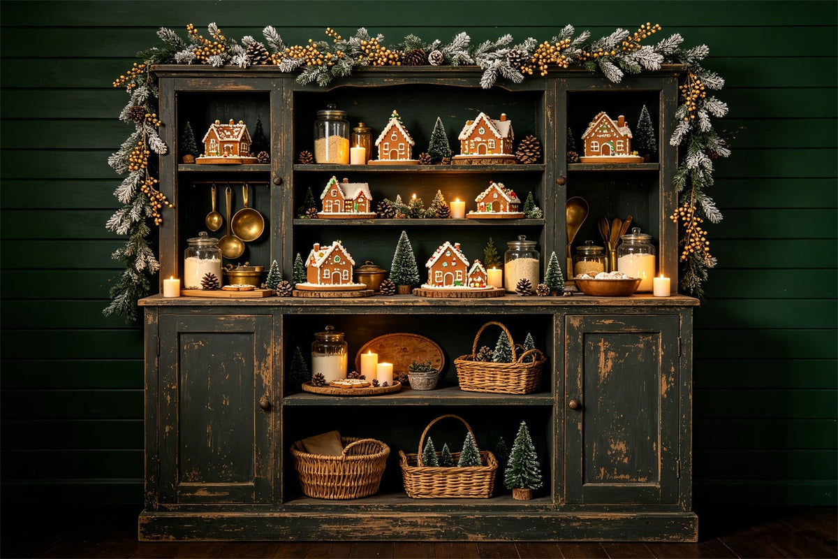 Décor De Cuisine De Noël Village De L'Étagère En Pain D'Épice Décor Photographique De Noël CSH68-57