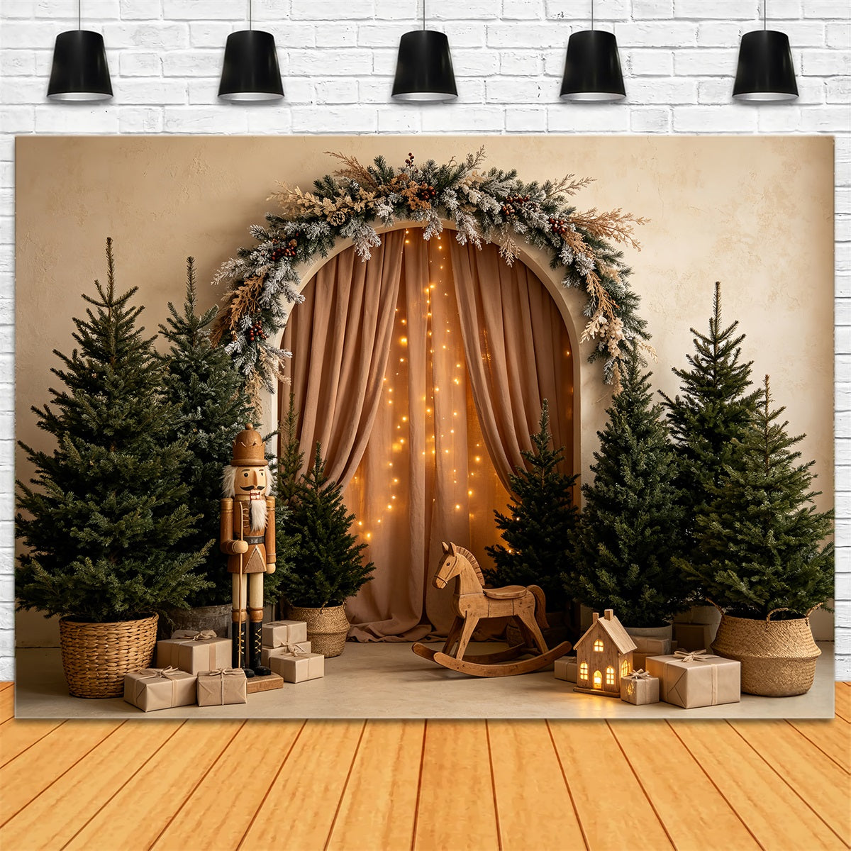 Fond De Sapin De Noël Casse-Noisette De L'Arche Des Bois Décors De Noël Professionnels CSH68-58